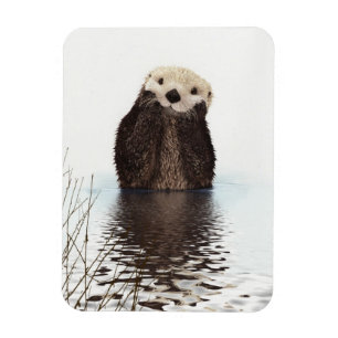 Cute Adorable Fluffy Otter Animal Magnet