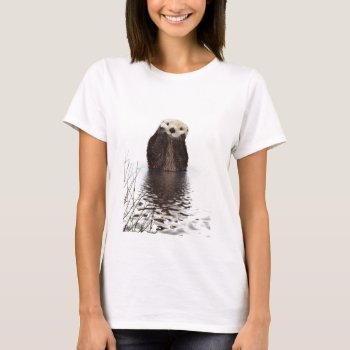 Cute Adorable Fluffy Otter Animal T-shirt by InovArtS at Zazzle