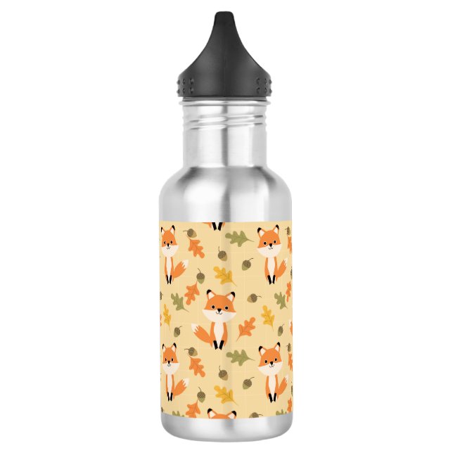 Cute-Adorable Fox Pattern Stainless Steel Water Bottle (Left)