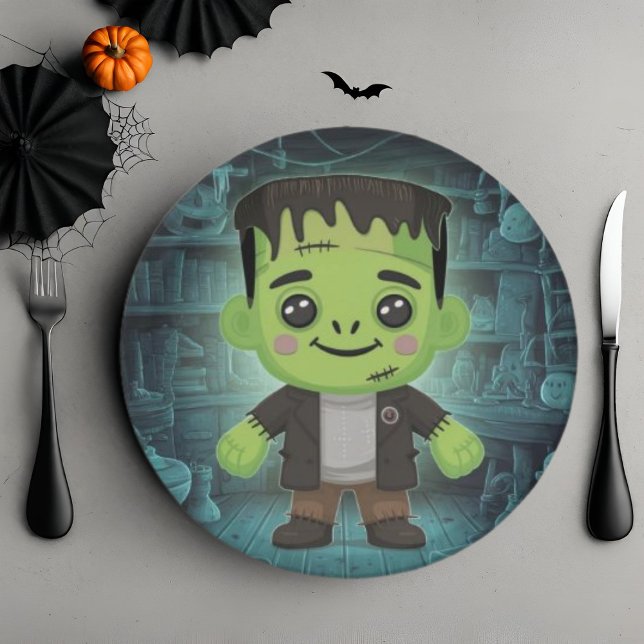 Cute Adorable Frankenstein Paper Plate (Creator Uploaded)