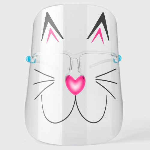 Cute Adorable Fun Kitty Cat Nose Whiskers Ears Face Shield
