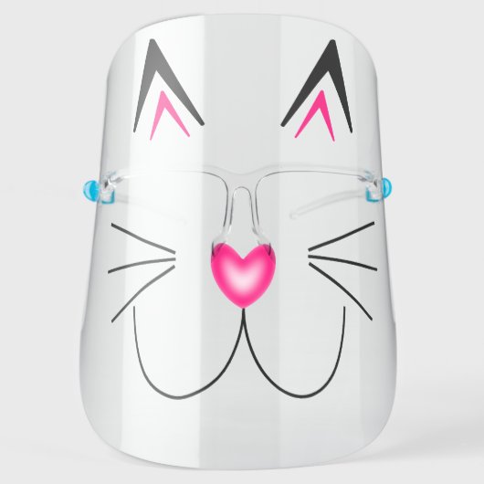 Cute Adorable Fun Kitty Cat Nose Whiskers Ears Face Shield (Front)