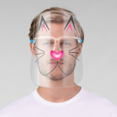 Cute Adorable Fun Kitty Cat Nose Whiskers Ears Face Shield (Insitu)