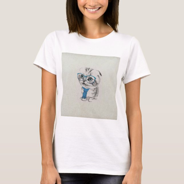 Cute adorable funny trendy blue eyes kitten T-Shirt (Front)