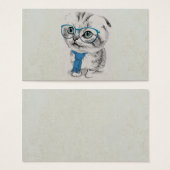 Cute adorable funny trendy kitten animal sketch (Front & Back)