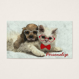 Cute Adorable funny trendy puppy and kitten