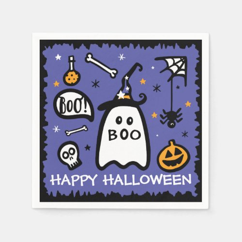 Cute Adorable Ghost Happy Halloween Napkins