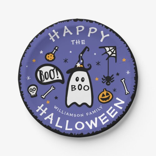 Cute Adorable Ghost Happy Halloween Paper Plates
