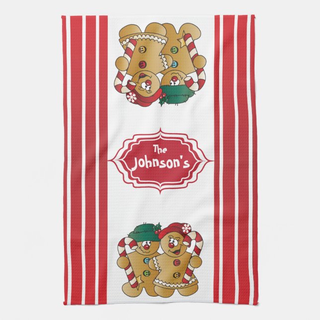 Cute Adorable Gingerbread Couple Towel (Vertical)