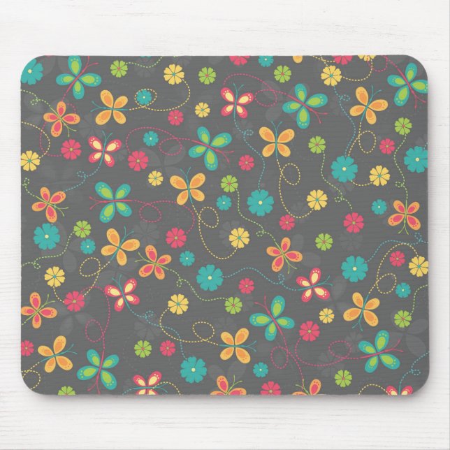 Cute adorable girly trendy colourful butterflies mouse pad (Front)