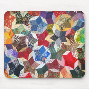 Cute adorable girly vintage patched quilt stars mouse pad