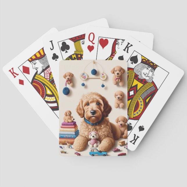 Cute Adorable Goldendoodle  Poker Cards (Back)