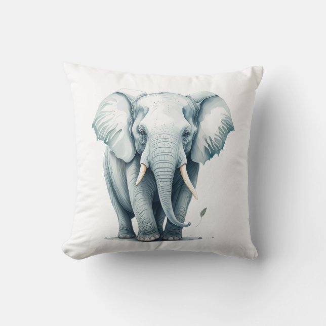 Cute Adorable Gray Elephant Home Decor Nursery  Throw Pillow (Front)