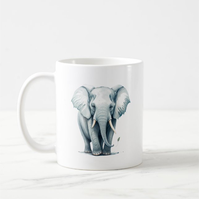 Cute Adorable Gray Elephant Kitchen Coffee Mug (Left)