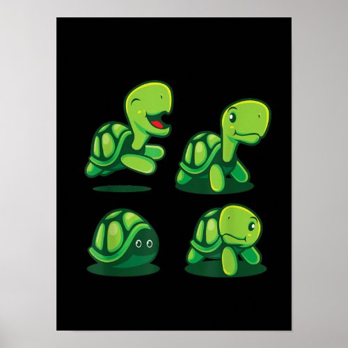 Cute Adorable Green Turtle Funny Turtle Tortoise Poster