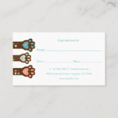 Cute Adorable Heart Shape Animal Pet Paws Appointment Card (Back)