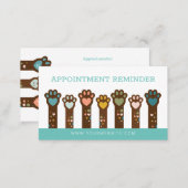 Cute Adorable Heart Shape Animal Pet Paws Appointment Card (Front/Back)