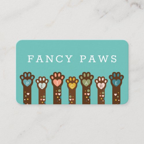 Cute Adorable Heart Shape Animal Pet Paws Business Card
