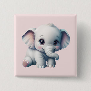 Cute Adorable Kawaii Baby Elephant Button