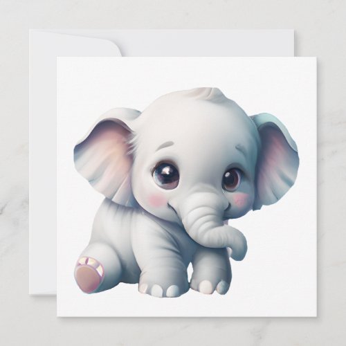 Cute Adorable Kawaii Baby Elephant  Invitation