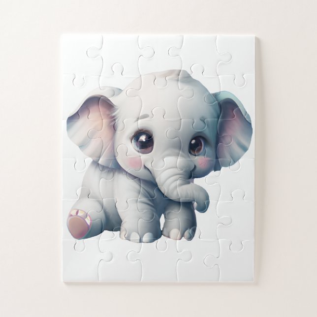 Cute Adorable Kawaii Baby Elephant Jigsaw Puzzle (Vertical)