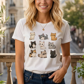 Cute Adorable Kawaii Cat Kittens White T-Shirt