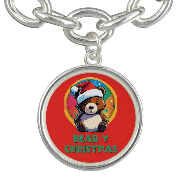 Cute Adorable Kawaii Chibi Bear-y Christmas Bear Bracelet (Design)