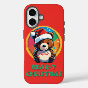 Cute Adorable Kawaii Chibi Bear-y Christmas Bear iPhone 16 Case