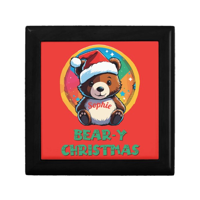 Cute Adorable Kawaii Chibi Bear-y Christmas Bear Gift Box (Front)