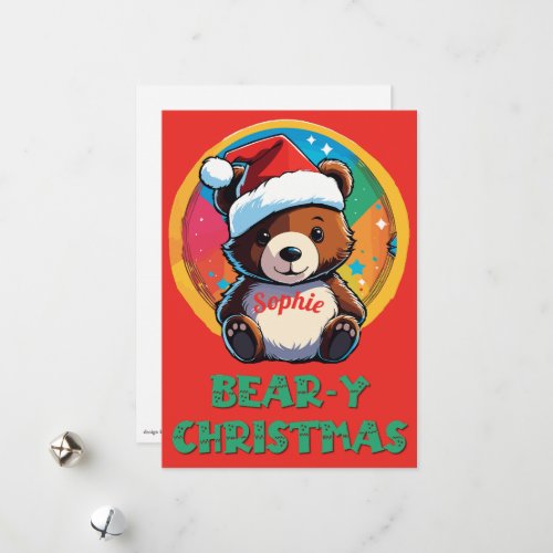 Cute Adorable Kawaii Chibi Bear_y Christmas Bear Holiday Card