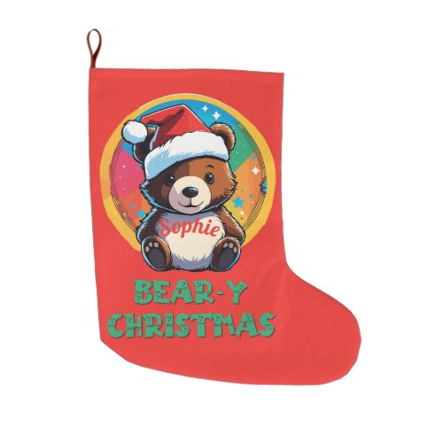 Cute Adorable Kawaii Chibi Bear_y Christmas Bear Large Christmas Stocking