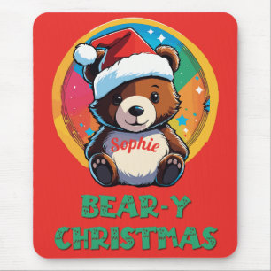 Cute Adorable Kawaii Chibi Bear-y Christmas Bear Mouse Pad
