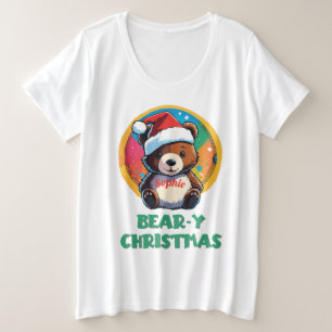 Cute Adorable Kawaii Chibi Bear-y Christmas Bear Plus Size T-Shirt