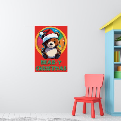 Cute Adorable Kawaii Chibi Bear_y Christmas Bear Poster
