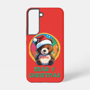 Cute Adorable Kawaii Chibi Bear-y Christmas Bear Samsung Galaxy S22 Case