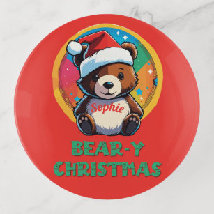 Cute Adorable Kawaii Chibi Bear-y Christmas Bear Trinket Tray