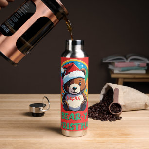 Cute Adorable Kawaii Chibi Bear-y Christmas Bear Water Bottle