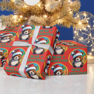 Cute Adorable Kawaii Chibi Bear-y Christmas Bear Wrapping Paper