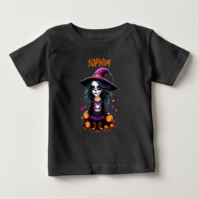Cute Adorable Kawaii Halloween Witch Baby T-Shirt (Front)
