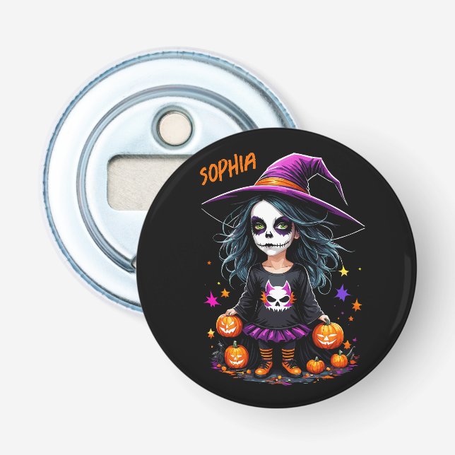 Cute Adorable Kawaii Halloween Witch Bottle Opener (Front)