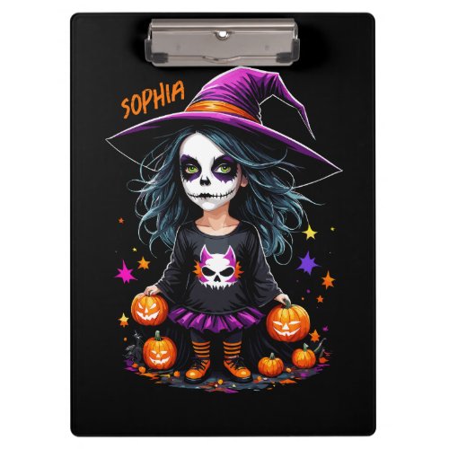 Cute Adorable Kawaii Halloween Witch Clipboard