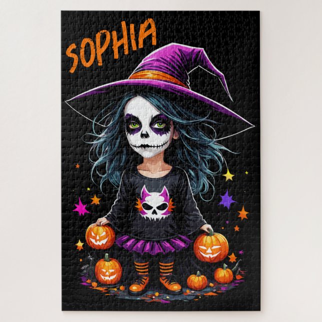 Cute Adorable Kawaii Halloween Witch Jigsaw Puzzle (Vertical)