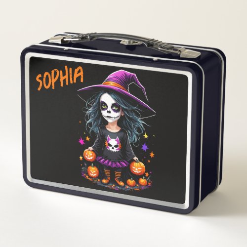 Cute Adorable Kawaii Halloween Witch Metal Lunch Box