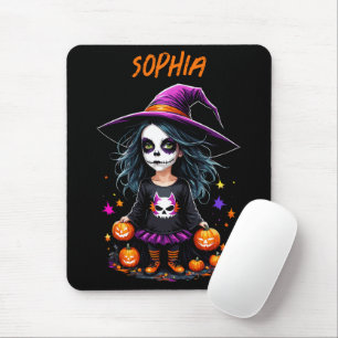 Cute Adorable Kawaii Halloween Witch Mouse Pad