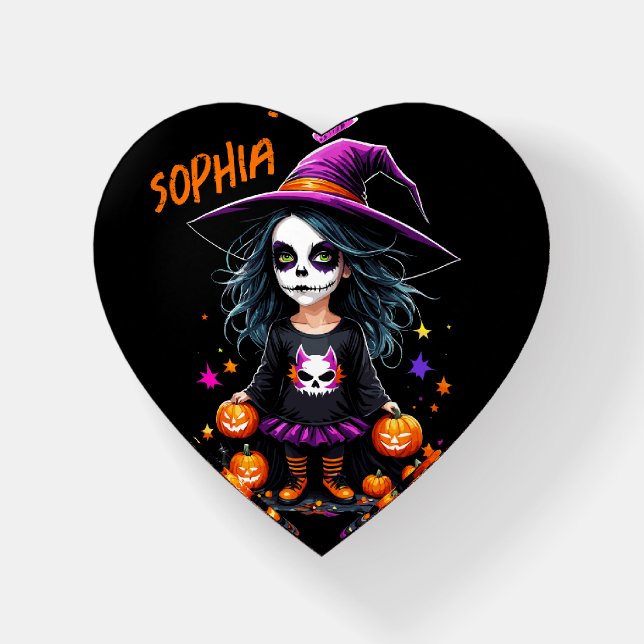Cute Adorable Kawaii Halloween Witch Paperweight (Front)