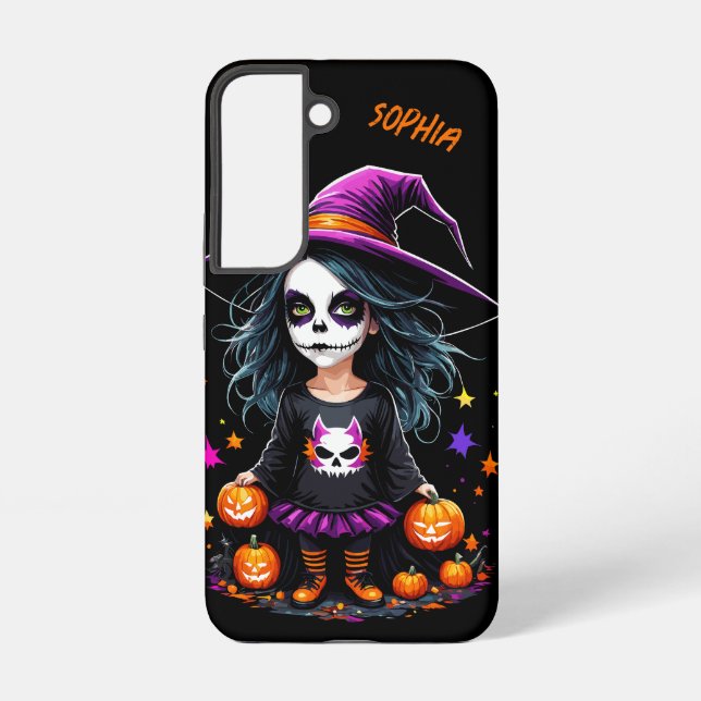 Cute Adorable Kawaii Halloween Witch Samsung Galaxy Case (Back)