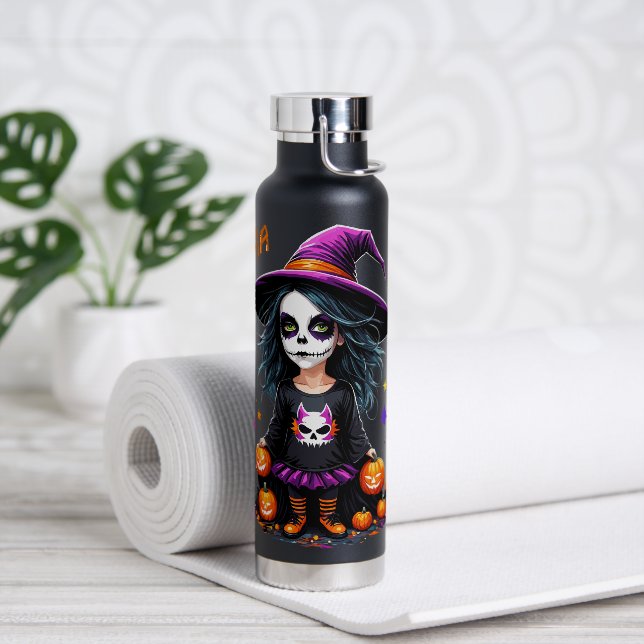 Cute Adorable Kawaii Halloween Witch Water Bottle (Yoga)