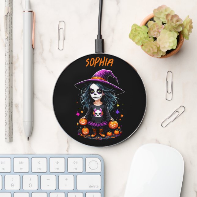 Cute Adorable Kawaii Halloween Witch Wireless Charger (Desk)