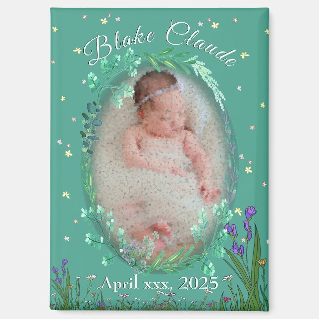 Cute & Adorable Kids - Botanical Turquoise Magnet (Front)