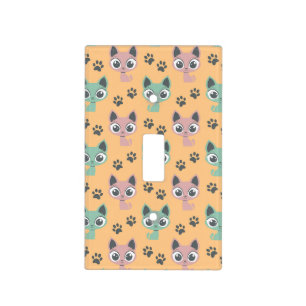 Cute Adorable Kitten Big Eyes Cat Paw Pattern Light Switch Cover
